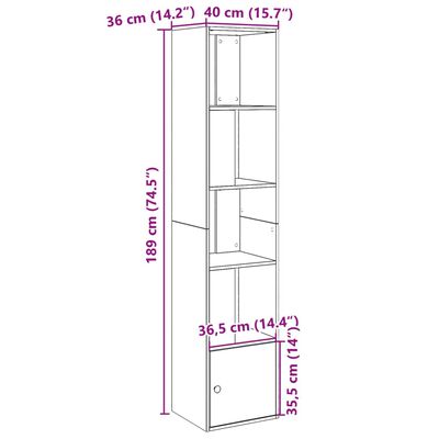 vidaXL Libreria Grigio Cemento 40x36x189 cm in Legno Multistrato