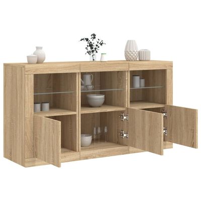 vidaXL Credenza con Luci LED Rovere Sonoma 123x37x67 cm