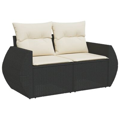 vidaXL Set Divani da Giardino con Cuscini 8 pz Nero in Polyrattan