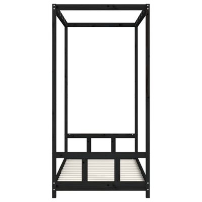 vidaXL Giroletto per Bambini Nero 90x190 cm in Legno Massello di Pino