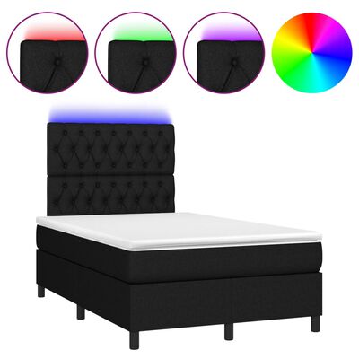 vidaXL Letto a Molle con Materasso e LED Nero 120x190 cm in Tessuto