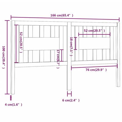 vidaXL Testiera per Letto ambra 166x4x100 cm in Legno Massello di Pino