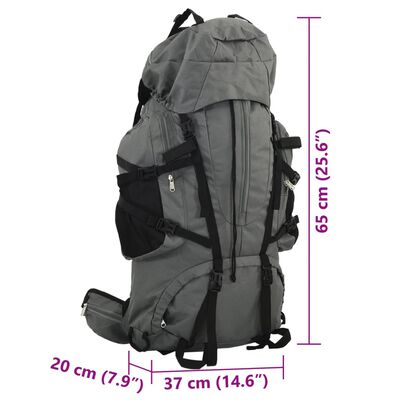 vidaXL Zaino da Trekking Grigio 60 L in Tessuto Oxford