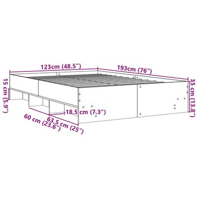 vidaXL Giroletto Bianco 120x190 cm in Legno Multistrato