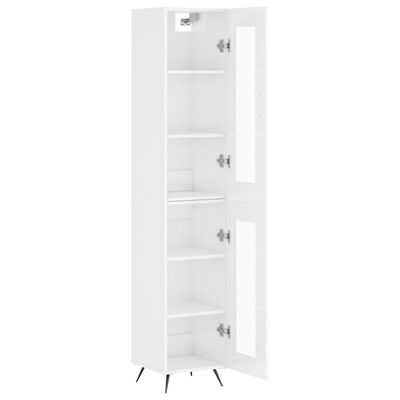 vidaXL Credenza 34,5x34x180 cm in Legno Multistrato Bianco Lucido