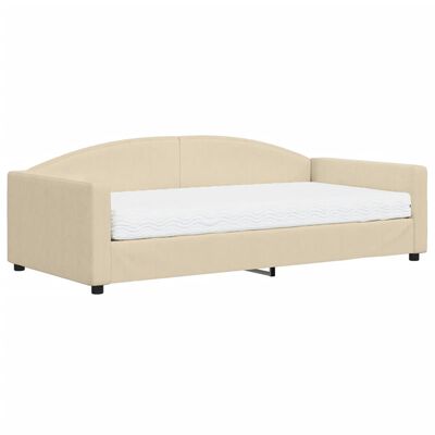 vidaXL Divano Letto con Materasso Crema 100x200 cm in Tessuto