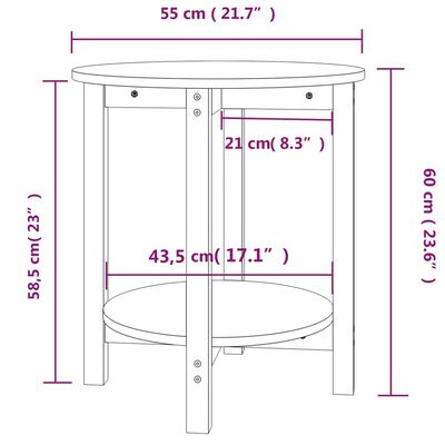 vidaXL Tavolino da Salotto Grigio Ø 55x60 cm in Legno Massello di Pino