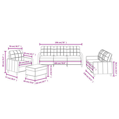 vidaXL Set di Divani 4 pz con Cuscini Rosso Vino in Tessuto