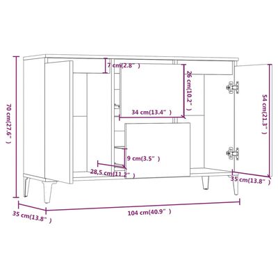 vidaXL Credenza Grigio Sonoma 104x35x70 cm in Legno Multistrato