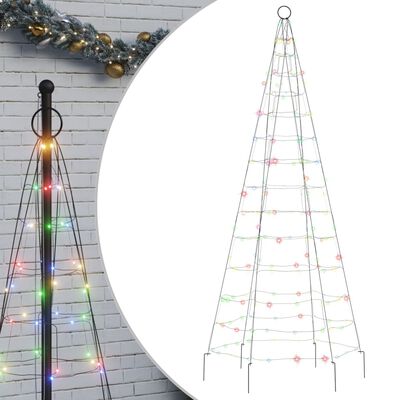 vidaXL Illuminazione Albero di Natale su Pennone 200LED Colorato 180cm