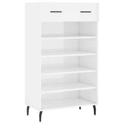 vidaXL Scarpiera Bianco Lucido 60x35x105 cm in Legno Multistrato