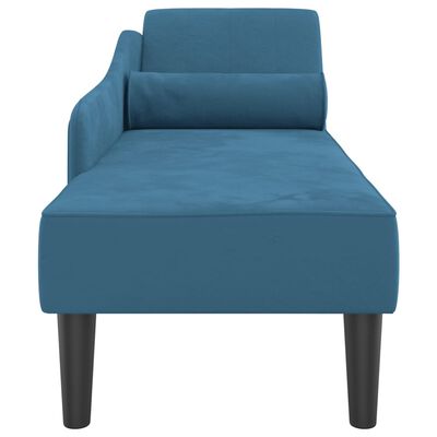 vidaXL Chaise Longue con Cuscini Blu in Velluto