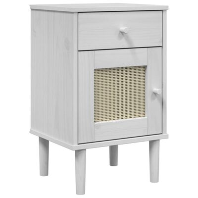 vidaXL Comodino SENJA Aspetto Rattan Bianco 40x35x65 cm in Legno Pino