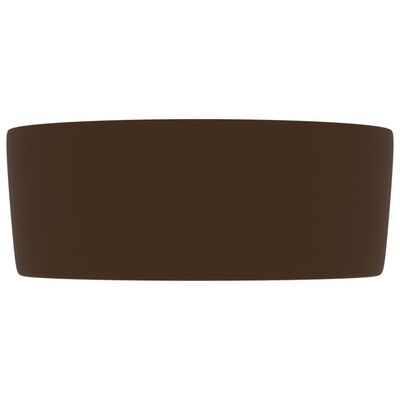 vidaXL Lavandino Lusso Rotondo Marrone Scuro Opaco 40x15cm in Ceramica