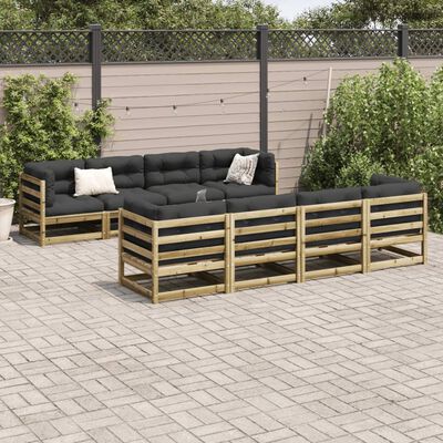 vidaXL Set Divani da Giardino 9 pz in Legno Impregnato di Pino