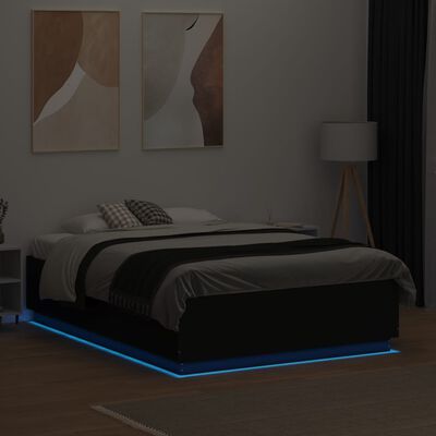 vidaXL Giroletto con Luci LED Nero 120x190 cm in Legno Multistrato