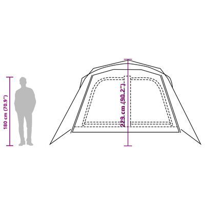 vidaXL Tenda Famiglia Portico 9 Pers. Grigio Arancione Rilascio Rapido