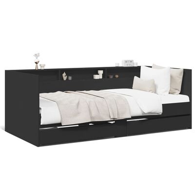 vidaXL Divano Letto con Cassetti senza Materasso Nero 75x190 cm