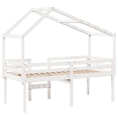 vidaXL Letto a Soppalco con Tetto Bianco 75x190 cm in Legno di Pino