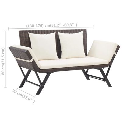 vidaXL Panca da Giardino con Cuscini Marrone 176 cm in Polyrattan