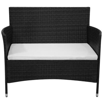 vidaXL Panchina da Giardino con Cuscino in Polyrattan Nero