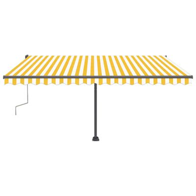 vidaXL Tenda Retrattile Manuale con Palo 400x300 cm Giallo/Bianco