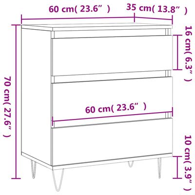 vidaXL Credenza Grigio Sonoma 60x35x70 cm in Legno Multistrato