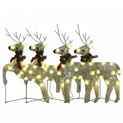 vidaXL Renne di Natale 4 pz Oro 80 LED