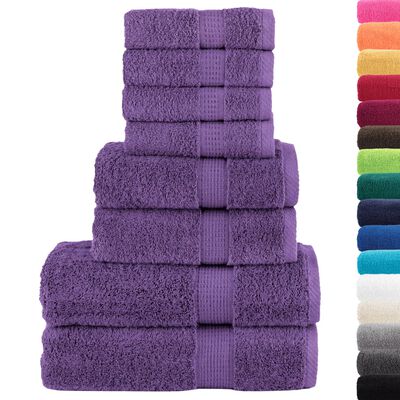 vidaXL Set ASciugamani SOLUND 8 pz Viola 600 gsm