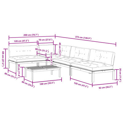 vidaXL Set Divano Pallet Giardino 5pz con Cuscini Massello Acacia