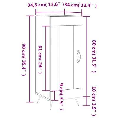 vidaXL Credenza Nero 34,5x34x90 cm in Legno Multistrato