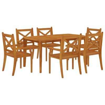 vidaXL Set da Pranzo per Giardino 7 pz in Legno Massello di Acacia