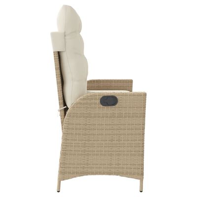 vidaXL Panca Reclinabile da Giardino con Cuscini Beige in Polyrattan