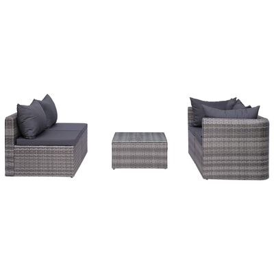 vidaXL Set Divani da Giardino 8 pz con Cuscini in Polyrattan Grigio