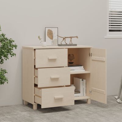 vidaXL Credenza HAMAR ambra 90x40x80 cm in Legno Massello di Pino