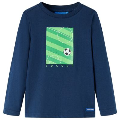 Maglietta da Bambino Maniche Lunghe Blu Marino 140