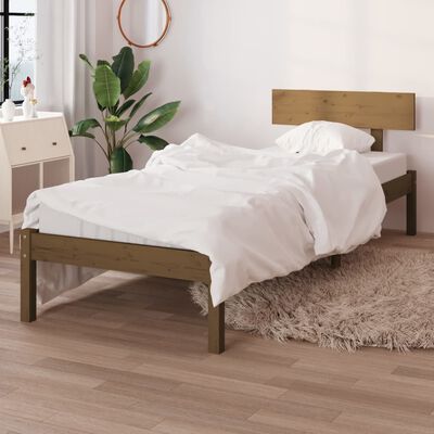 vidaXL Giroletto senza Materasso Ambra Legno Massello Pino 90x200 cm