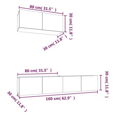 vidaXL Set Mobili Porta TV 3 pz Nero in Legno Multistrato