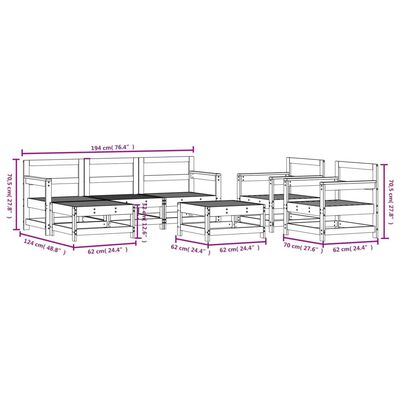 vidaXL Set Salotto da Giardino 7 pz in Legno Massello di Pino