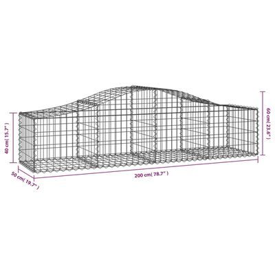 vidaXL Cesti Gabbioni ad Arco 30 pz 200x50x40/60 cm Ferro Zincato