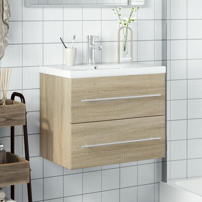 vidaXL Mobile da Bagno con Lavabo Integrato Rovere Sonoma