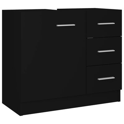 vidaXL Mobile Sottolavabo Nero 63x30x54 cm in Legno Multistrato