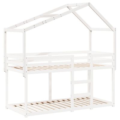 vidaXL Tetto Letto Bambini Bianco 203x80,5x142 cm Legno Massello Pino