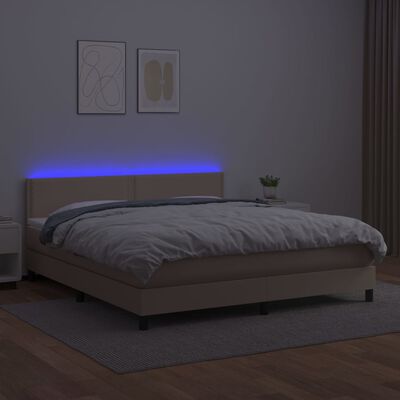 vidaXL Giroletto Molle Materasso e LED Cappuccino 180x200cm Similpelle