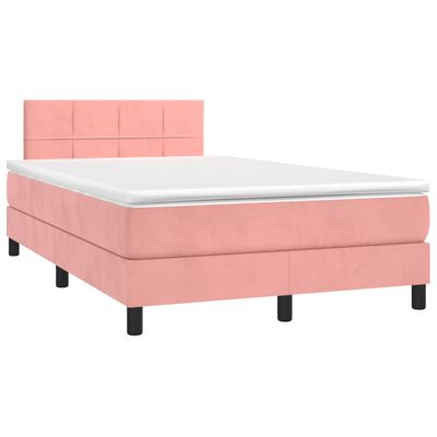 vidaXL Letto a Molle con Materasso e LED Rosa 120x200 cm in Velluto