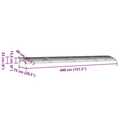 vidaXL Tettoia per Porta Nera 400x75 cm Policarbonato