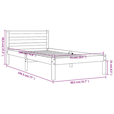 vidaXL Letto senza Materasso Marrone Cera 75x190 cm in Legno di Pino