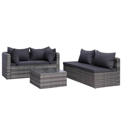 vidaXL Set Divani da Giardino 8 pz con Cuscini in Polyrattan Grigio