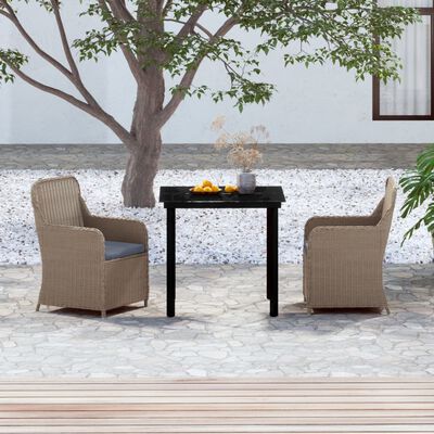 vidaXL Set da Pranzo da Giardino 3 pz con Cuscini Marrone