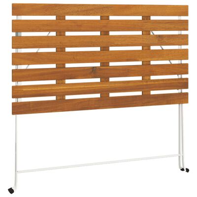 vidaXL Tavolo Bistrò Pieghevole 100x54x71 cm Massello Acacia e Acciaio